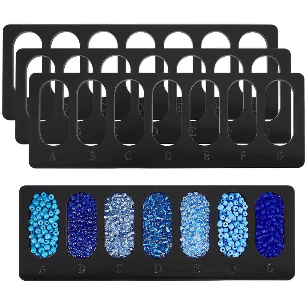 6694 4pcs Black Acrylic Bead Tray 787x276inch Rectangle Seed Bead